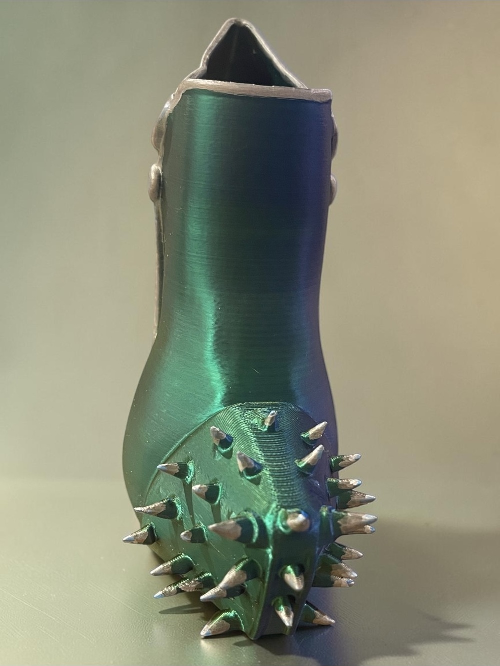 3d Hand Crafted YSL Logo Green & Blue Metallic Silver Spike-Heel Accent Stiletto - Picture 4 of 15